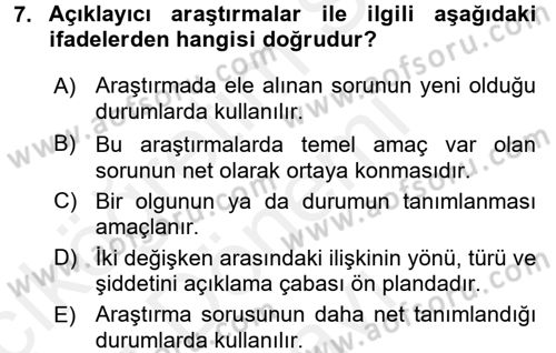 İletişim Araştırmaları Dersi 2016 - 2017 Yılı (Final) Dönem Sonu Sınav Soruları 7. Soru