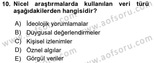 İletişim Araştırmaları Dersi 2017 - 2018 Yılı 3 Ders Sınav Soruları 10. Soru