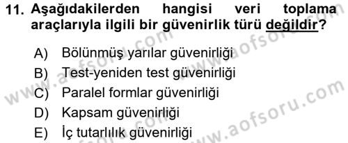 İletişim Araştırmaları Dersi 2017 - 2018 Yılı 3 Ders Sınav Soruları 11. Soru