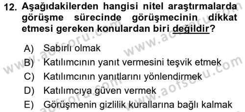 İletişim Araştırmaları Dersi 2017 - 2018 Yılı 3 Ders Sınav Soruları 12. Soru