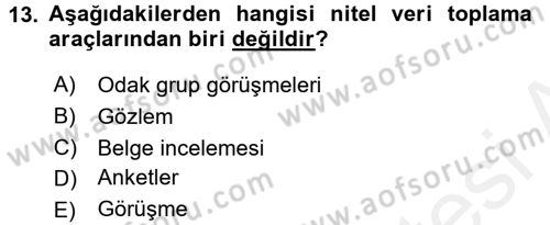 İletişim Araştırmaları Dersi 2017 - 2018 Yılı 3 Ders Sınav Soruları 13. Soru