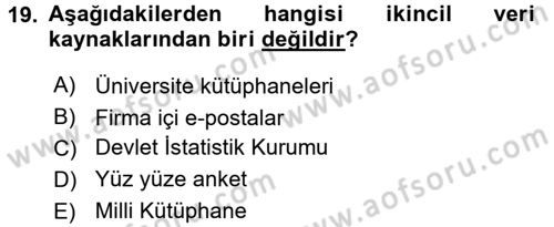 İletişim Araştırmaları Dersi 2017 - 2018 Yılı 3 Ders Sınav Soruları 19. Soru