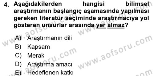 İletişim Araştırmaları Dersi 2017 - 2018 Yılı 3 Ders Sınav Soruları 4. Soru