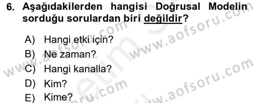 İletişim Araştırmaları Dersi 2017 - 2018 Yılı 3 Ders Sınav Soruları 6. Soru