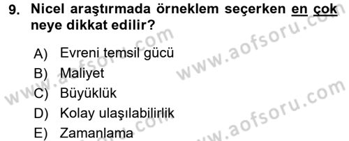 İletişim Araştırmaları Dersi 2017 - 2018 Yılı 3 Ders Sınav Soruları 9. Soru