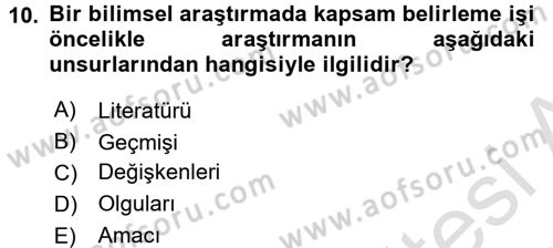 İletişim Araştırmaları Dersi 2017 - 2018 Yılı (Vize) Ara Sınav Soruları 10. Soru