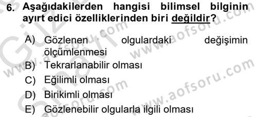 İletişim Araştırmaları Dersi 2017 - 2018 Yılı (Vize) Ara Sınav Soruları 6. Soru