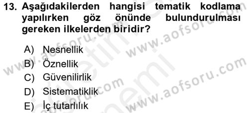 İletişim Araştırmaları Dersi 2017 - 2018 Yılı (Final) Dönem Sonu Sınav Soruları 13. Soru