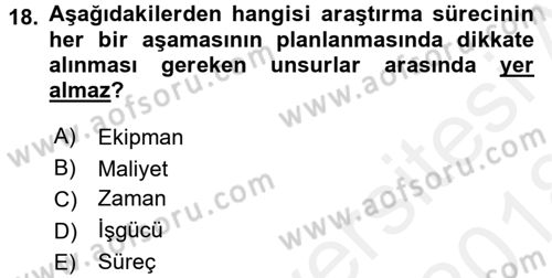 İletişim Araştırmaları Dersi 2017 - 2018 Yılı (Final) Dönem Sonu Sınav Soruları 18. Soru