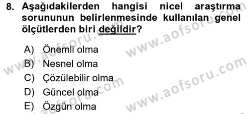 İletişim Araştırmaları Dersi 2017 - 2018 Yılı (Final) Dönem Sonu Sınav Soruları 8. Soru