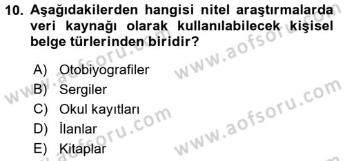 İletişim Araştırmaları Dersi 2018 - 2019 Yılı 3 Ders Sınavı 10. Soru