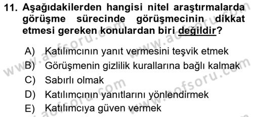 İletişim Araştırmaları Dersi 2018 - 2019 Yılı 3 Ders Sınav Soruları 11. Soru