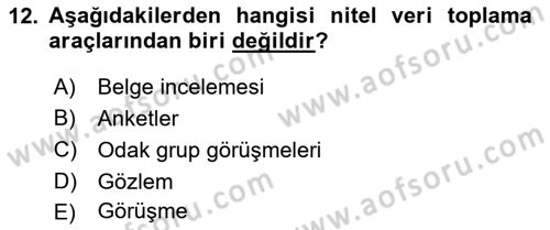 İletişim Araştırmaları Dersi 2018 - 2019 Yılı 3 Ders Sınav Soruları 12. Soru