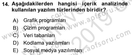 İletişim Araştırmaları Dersi 2018 - 2019 Yılı 3 Ders Sınav Soruları 14. Soru