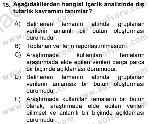 İletişim Araştırmaları Dersi 2018 - 2019 Yılı 3 Ders Sınav Soruları 15. Soru