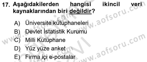 İletişim Araştırmaları Dersi 2018 - 2019 Yılı 3 Ders Sınav Soruları 17. Soru