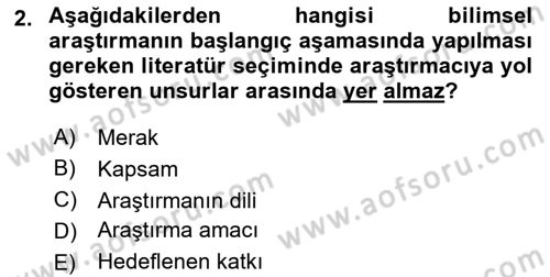 İletişim Araştırmaları Dersi 2018 - 2019 Yılı 3 Ders Sınavı 2. Soru