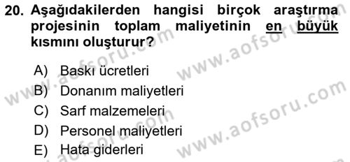 İletişim Araştırmaları Dersi 2018 - 2019 Yılı 3 Ders Sınav Soruları 20. Soru