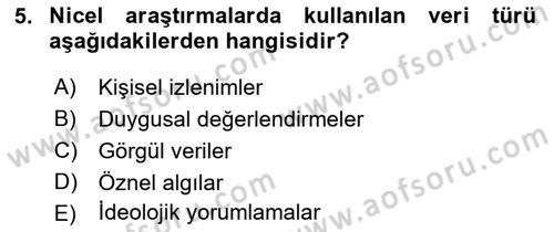 İletişim Araştırmaları Dersi 2018 - 2019 Yılı 3 Ders Sınav Soruları 5. Soru