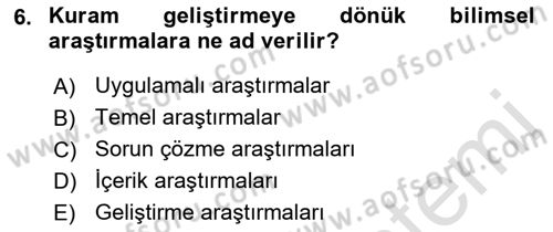 İletişim Araştırmaları Dersi 2018 - 2019 Yılı 3 Ders Sınav Soruları 6. Soru