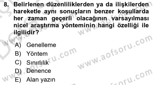 İletişim Araştırmaları Dersi 2018 - 2019 Yılı 3 Ders Sınav Soruları 8. Soru