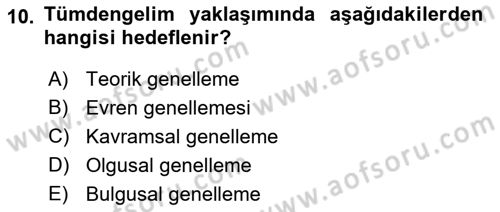 İletişim Araştırmaları Dersi 2018 - 2019 Yılı (Vize) Ara Sınav Soruları 10. Soru