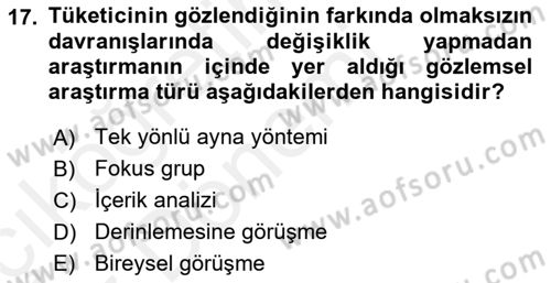 İletişim Araştırmaları Dersi 2018 - 2019 Yılı (Vize) Ara Sınav Soruları 17. Soru