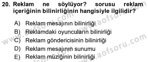 İletişim Araştırmaları Dersi 2018 - 2019 Yılı (Vize) Ara Sınav Soruları 20. Soru