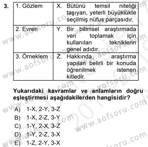 İletişim Araştırmaları Dersi 2018 - 2019 Yılı (Vize) Ara Sınav Soruları 3. Soru