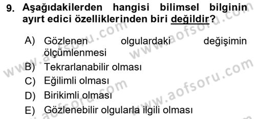 İletişim Araştırmaları Dersi 2018 - 2019 Yılı (Vize) Ara Sınav Soruları 9. Soru