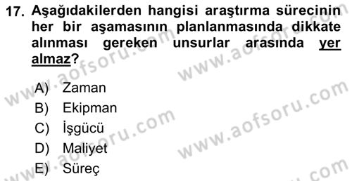 İletişim Araştırmaları Dersi 2018 - 2019 Yılı (Final) Dönem Sonu Sınav Soruları 17. Soru