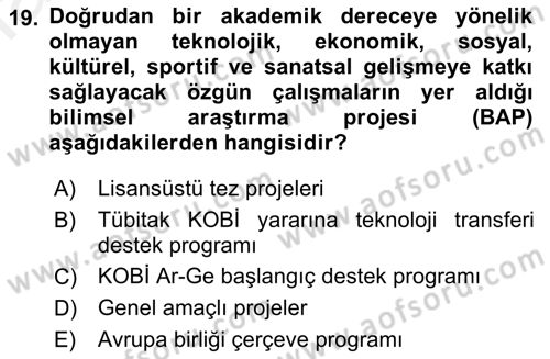 İletişim Araştırmaları Dersi 2018 - 2019 Yılı (Final) Dönem Sonu Sınav Soruları 19. Soru