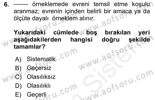 İletişim Araştırmaları Dersi 2018 - 2019 Yılı (Final) Dönem Sonu Sınav Soruları 6. Soru
