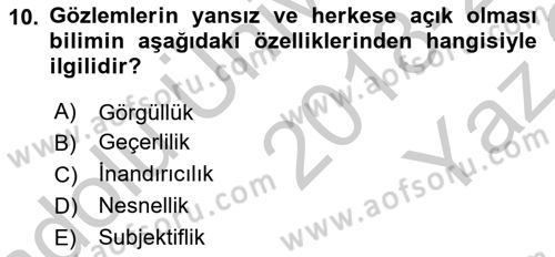 İletişim Araştırmaları Dersi 2018 - 2019 Yılı Yaz Okulu Sınav Soruları 10. Soru