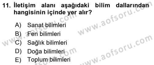 İletişim Araştırmaları Dersi 2018 - 2019 Yılı Yaz Okulu Sınav Soruları 11. Soru