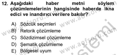 İletişim Araştırmaları Dersi 2018 - 2019 Yılı Yaz Okulu Sınav Soruları 12. Soru