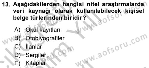 İletişim Araştırmaları Dersi 2018 - 2019 Yılı Yaz Okulu Sınav Soruları 13. Soru