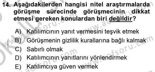 İletişim Araştırmaları Dersi 2018 - 2019 Yılı Yaz Okulu Sınav Soruları 14. Soru