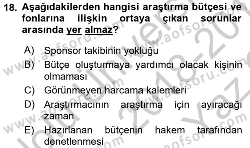 İletişim Araştırmaları Dersi 2018 - 2019 Yılı Yaz Okulu Sınav Soruları 18. Soru