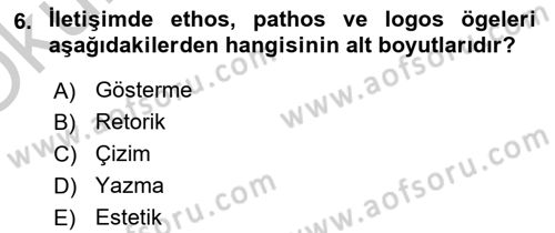 İletişim Araştırmaları Dersi 2018 - 2019 Yılı Yaz Okulu Sınav Soruları 6. Soru