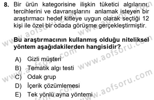 İletişim Araştırmaları Dersi 2018 - 2019 Yılı Yaz Okulu Sınav Soruları 8. Soru