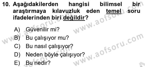 İletişim Araştırmaları Dersi 2019 - 2020 Yılı (Vize) Ara Sınav Soruları 10. Soru