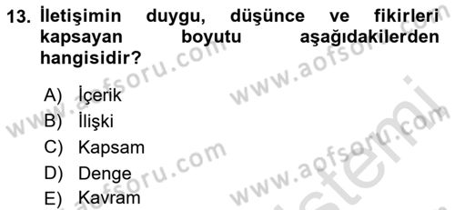 İletişim Araştırmaları Dersi 2019 - 2020 Yılı (Vize) Ara Sınavı 13. Soru