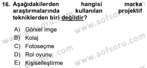 İletişim Araştırmaları Dersi 2019 - 2020 Yılı (Vize) Ara Sınavı 16. Soru