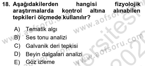 İletişim Araştırmaları Dersi 2019 - 2020 Yılı (Vize) Ara Sınavı 18. Soru