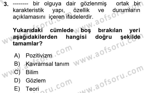 İletişim Araştırmaları Dersi 2019 - 2020 Yılı (Vize) Ara Sınavı 3. Soru