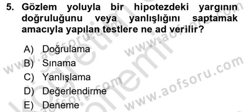 İletişim Araştırmaları Dersi 2019 - 2020 Yılı (Vize) Ara Sınavı 5. Soru