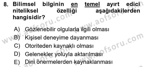 İletişim Araştırmaları Dersi 2019 - 2020 Yılı (Vize) Ara Sınavı 8. Soru