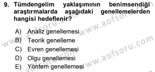 İletişim Araştırmaları Dersi 2019 - 2020 Yılı (Vize) Ara Sınavı 9. Soru