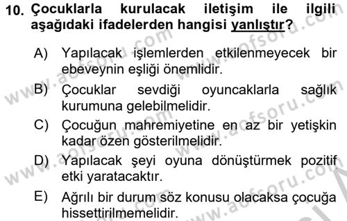 Sağlık Kurumlarında İletişim Dersi 2016 - 2017 Yılı 3 Ders Sınav Soruları 10. Soru